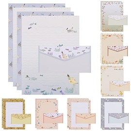 Stationery Paper and Envelopes Set Contain 48Pcs Letter Paper 24Pcs Envelopes Double Sided Floral Design Lined Stationary Set for Writing Letters Poem Office School Supplies