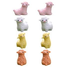 CAXUSD 8pcs Cute Mini Alpaca Figurines Resin Animal Ornaments for Garden Lawn and Balcony Decor Landscape Accessories Adorable Cartoon Style Design