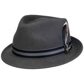 Stetson Galento Trilby Hat - Plain Colours - 100% Wool Felt Asahi Guard - Men - Autumn, gray