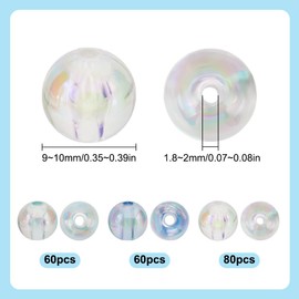 SOFPLATE 200Pcs Acrylic Round Beads AB Colors Bubble Bead Bulk 10mm Blue Transparent Clear Crystal Plastic Loose Craft Spacer Beads for Jewelry Making Bracelets Beading Necklaces Earrings DIY Crafts