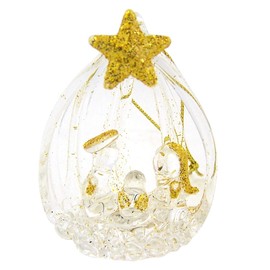 Spun Glass Religious Holy Family Ornament, Nativity Scene Christmas Accessory, Inspiring Keepsake for Holiday Tree and Gifting, Pack of 3, 2.5 Inches