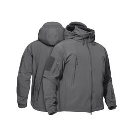 TACVASEN Combat Assault Tactical Military Warm Fleece Concealed Hood Jacket Coat Gray,US XL(fit chest:43"-45")