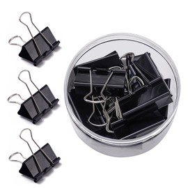 CASLONEE Large Black Binder Clips Paper Clamps Bag Clips Convenient Document Clips for Office School Home(2 Inches 12/Pack)