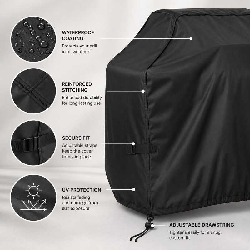 1 Piece Black BBQ Grill Cover for Outdoor Protection –