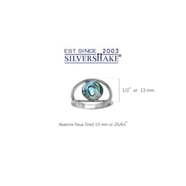 Silvershake Abalone Paua Shell White Gold Plated 925 Sterling Silver Solitaire Ring Size 8