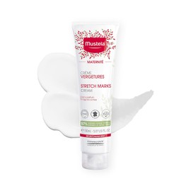 Mustela Crema de estrías de maternidad para el embarazo, hidratante de masaje natural para el cuidado de la piel con aguacate natural, maracuja y manteca de karité, ligeramente perfumada o sin