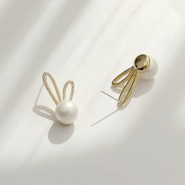 Rabbit Earrings Women Girls Easter Earrings Exquisite Easter Bunny Earrings Cute Stud Earrings Easter with Rhinestones Rabbit Easter Earrings for Holiday Accessories, Jewellery Gifts, Alloy,