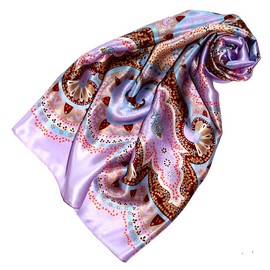 Lorenzo Cana Women’s Silk Scarf, 100% Silk, Baroque with Paisley Pattern - purple Paisley, size: 90 x 90 cm