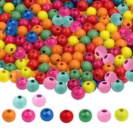 NewZC 1000 Pieces Colourful Wooden Beads Set Wooden Beads for Making Children Bracelets Pendant Beads Crafts with Hole Wooden Beads for Threading for DIY Bracelets Jewellery Necklaces 7 x 8 mm