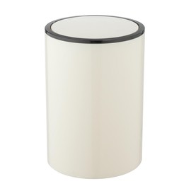 WENKO Inca Swing Lid Bin, 5 Litre Capacity, Bathroom Bin with Plastic Lid, BPA-Free, Diameter 18.5 x 25.5 cm, Cream/Black