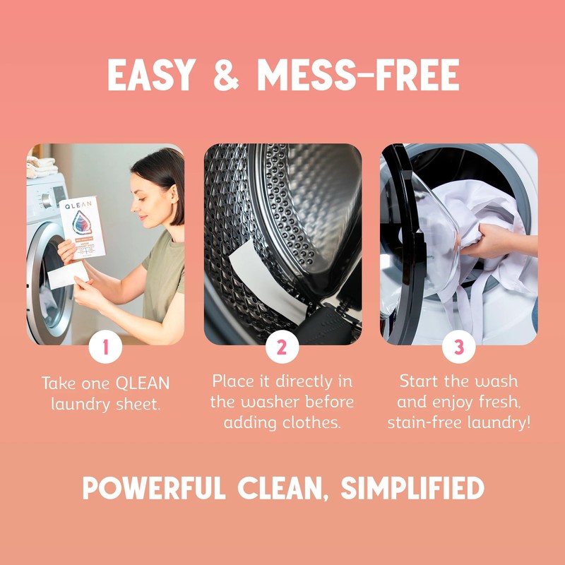 QLEAN Laundry Detergent Sheets – Travel-Friendly, HE & Standard Washer