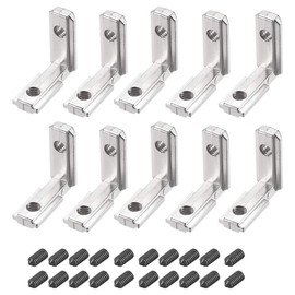 sourcing map Interior Joint Bracket, Inside Corner Connector 2020 Series with Screws for Aluminum Extrusion Profile, 10 Pcs