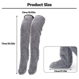 Feliciay SnugglePaws Sock Slippers,Sock Slippers for Women,Warm Cute Fluffy Leg Cover Socking Knee Socks Leg warmers Slipper Socks Cozy Soft Fluffy Thick Fuzzy Socks for Women Winter Warm(grey)