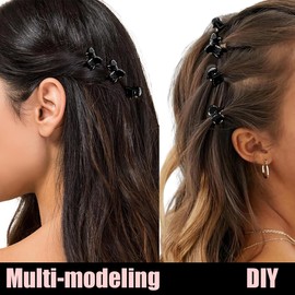 Hrnytdek 20 Pack Mini Hair Claw Clips for Women, Small Black Hair Clips for Fine Hair, Bobby Pin Alternatives for Updos, Bangs & Styling Details