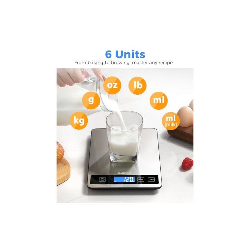 Food Scale - 15kg/33lb Digital Kitchen Scale with Full-View LCD