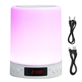 Bluetooth Speaker Alarm Clock Colorful Night Light Touch Control LED Desk Table Lamp