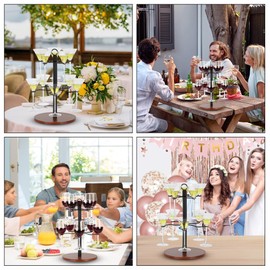 TRSPCWR Wine Glass Holder, 2-Tier Champagne Tower, Lemon Drop Tree Holder With 10 Hooks, Metal Drink Tower for Gin, Cocktails, Champagne, Wine, Cocktail Tree Stand For Drinks At Weddings