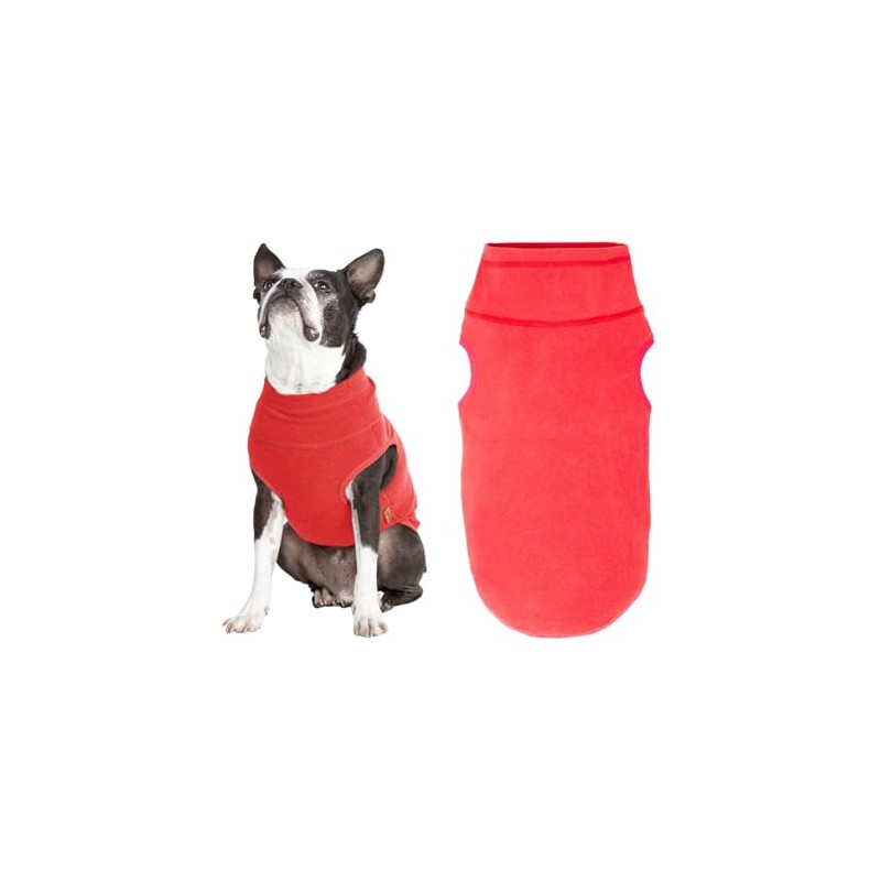 Gooby Microfiber Stretch Fleece Vest Dog Sweater - Tomato Red,