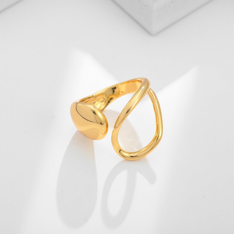 WOWORAMA Chunky Gold Dome Rings for Women Double Wire Band