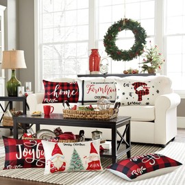 JOTOM Christmas Cushion Covers 30x50 cm Christmas Pillow Covers Winter Merry Christmas Decorative Lumbar Throw Pillow Covers Xmas Tree Pillowcases for Home Sofa Bed Couch Holiday Decor