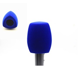 Flocked Microphone Foam Windshields Hand Grip Microphone Foam Covers Windscreens for TV Interview Microphones (Triangle, Blue)