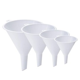 Rocky Mountain Goods Plastic Funnel Set of 4-2” to 5” Funnels for Filling Bottles, Kitchen Use, Car Oil, Gas, Jars, Chef- Small, Medium, Large