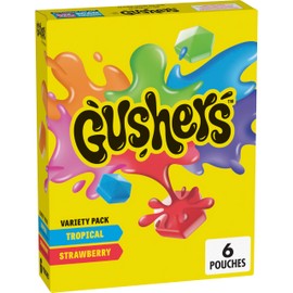 Gushers Fruit Flavored Snacks Variety Pack, Tropical and Strawberry Flavors, 6 Ct, 4.8 oz
