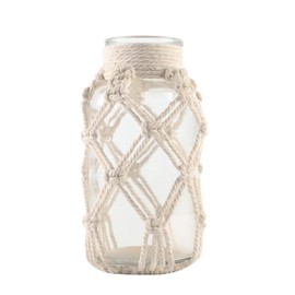 Flower Vases with Cotton Rope Cover Woven Glass Vase Decorative Flower Bottle for Dining Room/Bedroom/Bathroom/Mantel (Cotton)