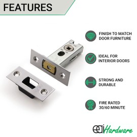 EAI Tubular Deadbolt for Bathroom | 64mm Case 44mm Backset | Polished Chrome