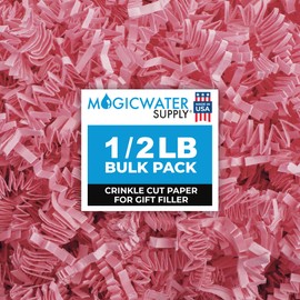 MagicWater Crinkle Cut Paper for Gift Baskets - 1/2 LB - Light Pink - Perfect for Shredded Paper Filler, Basket Filler, Gift Boxes, Bridesmaid Gifts, Christmas Stuffers – Ideal for All Occasions