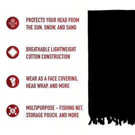 Rothco Solid Color Shemagh Tactical Desert Keffiyeh Scarf – Versatile Head and Neck Wrap – Great for Camping, Hiking, and Other Outdoor Activities – Black