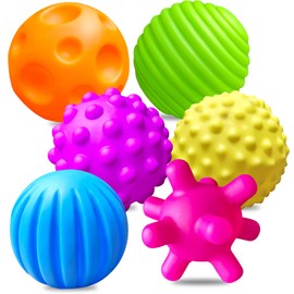 Ynanimery 6 Pack Sensory Balls for Babies 6-12 Months, Multi Textured Ball Set Toys for Toddlers 1-3, Soft Sensory Teething Squeeze Toys for Boys Girls