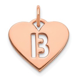 Sterling Silver Pink-plated Heart Letter B Initial Charm
