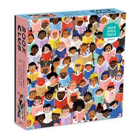 Galison Book Club Puzzle, 1,000 Pieces, 20” x 27'' – Colorful, Humorous Illustration of Hundreds of People Reading Books - Thick, Sturdy Pieces – Challenging, Makes a Great Gift, Multicolor