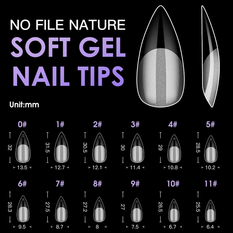 Melous Medium Stiletto Gel False Nail Tips, 120 PCS Pre