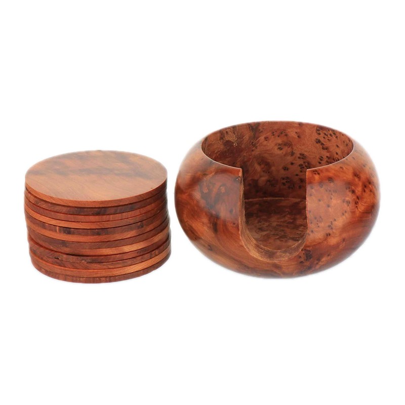 NKlaus 12-Piece Set of Cedar Wood Drink Coasters in Hemisphere