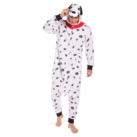 Guturris Adult Animal Cosplay Costume Adult Pyjamas Dalmatian White Unisex, White