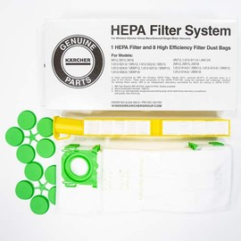 Genuine Windsor Karcher Sensor Vacuum Hepa Filter Kit, includes 1 hepa filter, 8 high efficiency filter dust bags and sealing caps for models S12, S15, S18, XP12, XP15, XP18, 8.628-485.0/5827WI