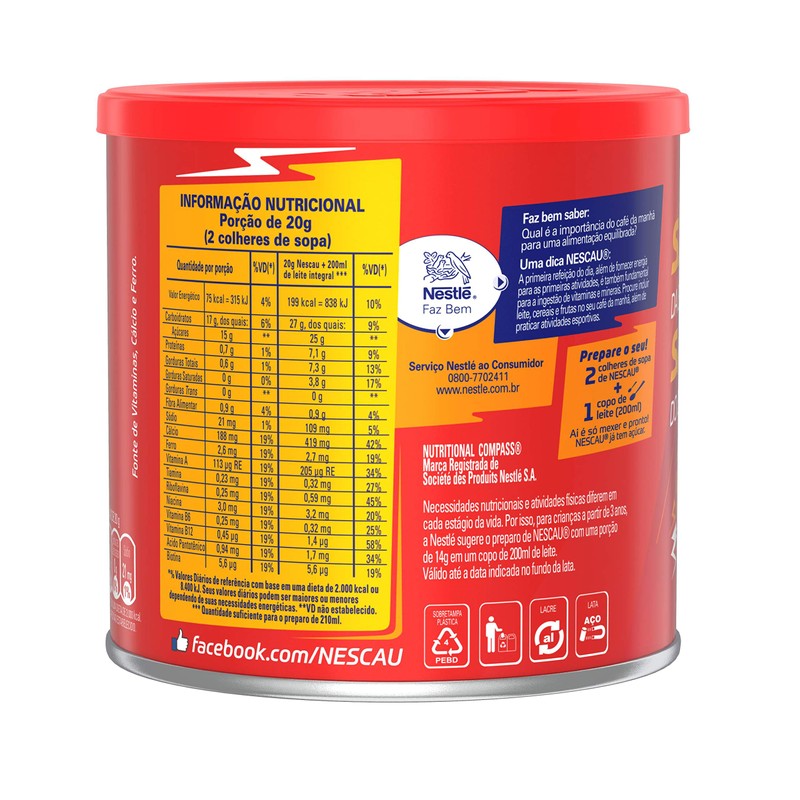 Nestle Nescau Achocolatado em Po 370 g | Chocolate Powder