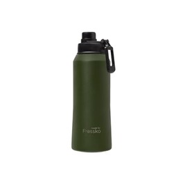 made by Fressko | Core Wide Mouth Insulated Stainless Steel Water Bottle-Khaki | with Sip Lid | 34oz 1L |BPA-Free | Leak Proof Lid