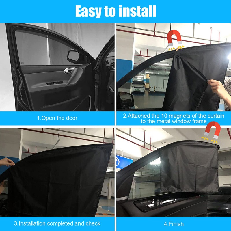 Wowpartspro 4Pcs Magnetic Car Side Window Screen Sun Shade Cover