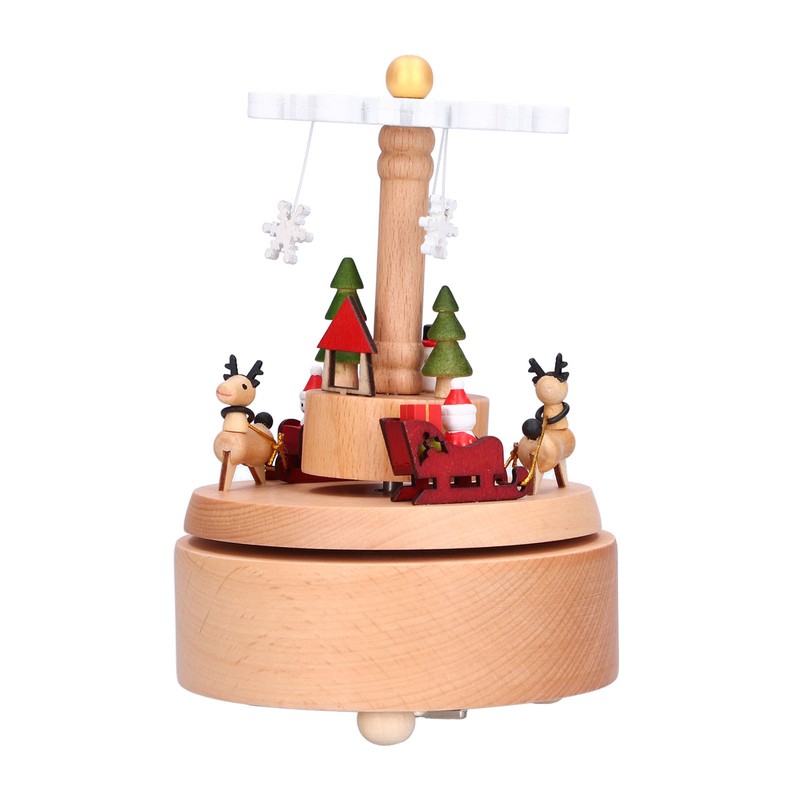 Wooden Music Box Snowflake Decor Wood Grain Texture Beautiful Sound