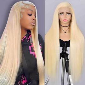 24 Zoll 13x6 Spitze Front Perücken Menschliches Haar 200 Dichte 613 Blonde Gerade Perücken Pre Plucked Brazilian 13x6 HD Frontal Spitze Gerade Klebelose Perücken Menschliches Haar Für Frauen