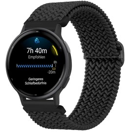 Mugust Strap for Garmin Vivoactive 5/3 Wristband, for Garmin Vivomove 3/HR/Luxe/Style Wristband, Elastic Nylon Braided Replacement Strap for Garmin Forerunner 55/245/645 Wristband (Black)