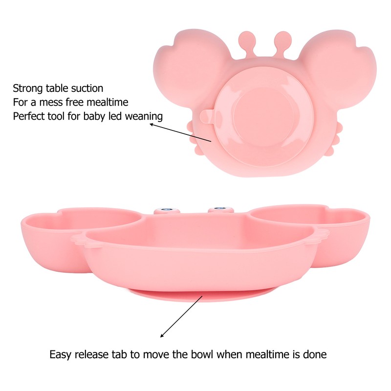 3pcs Toddler Divided Plate Set Silicone Baby Suction Plate Anti