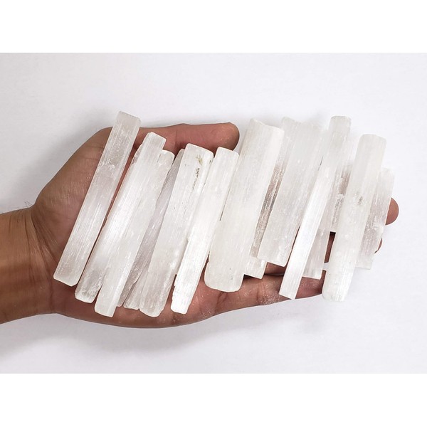 MINERALUNIVERSE 1/2 Lb Selenite Sticks Small - Selenite Wands for Crystal Healing - Natural Healing Crystal Stones for Wicca and Reiki