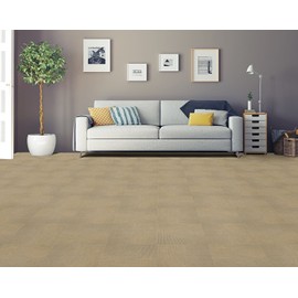Tan/Beige Self-Adhesive Solid Carpet Tiles 12Pcs - Actual: 12" x 12"