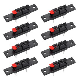 sourcing map 2 Ways Spring Speaker Terminal Clip Push Release Connector Audio Cable Terminals Strip Block Black Red WP2-35 8Pcs