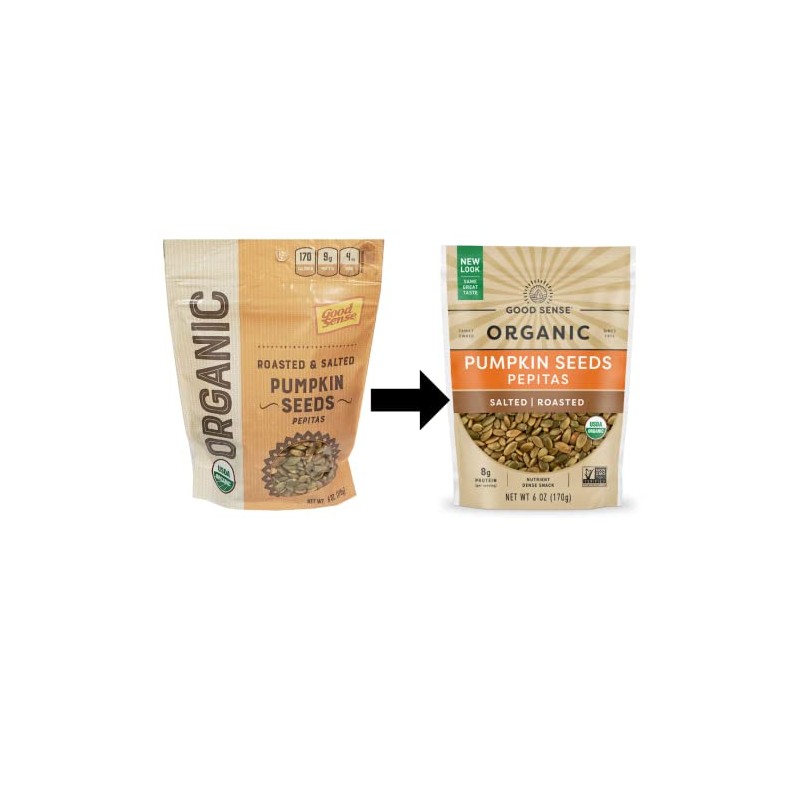 Good Sense Roasted Salted Organic Pumpkin Seeds, 6 Ounce