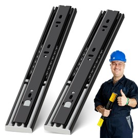 YENUO 5 Pairs Push to Open Drawer Slides Full Extension Side Mount 12 14 16 18 20 22 24 Inch Ball Bearing Metal Black Rails Track Guide Glides Runner Heavy Duty 100 Pound